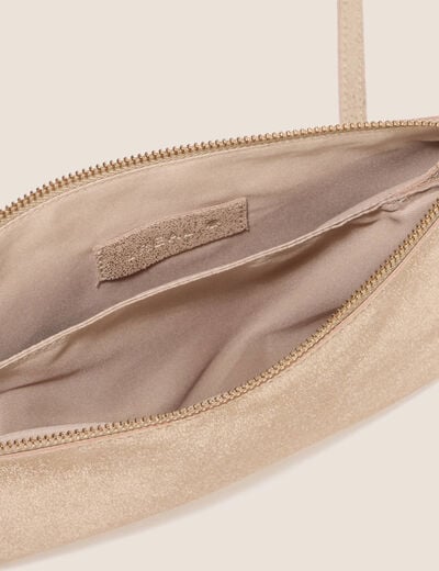 Sac bandouli&egrave;re satin&eacute; 2 pochettes couleur or femme