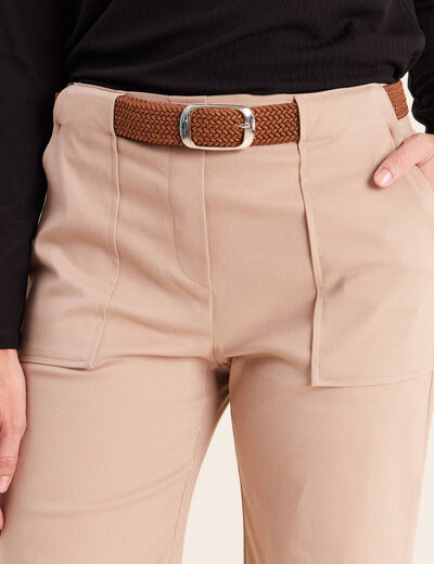 Pantalon cargo taille haute sable femme