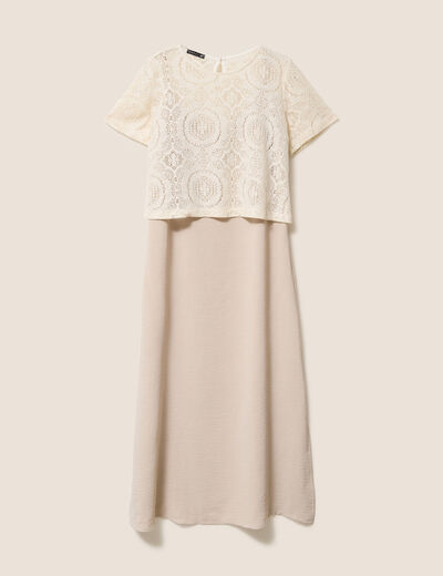 Robe 2 en 1 col rond gris clair femme