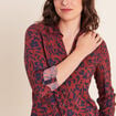Chemise cintr&eacute;e manches longues bleu femme