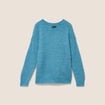 Pull droit col rond manches longues bleu p&eacute;trole femme