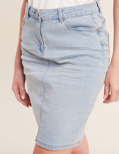 Jupe droite denim double stone femme