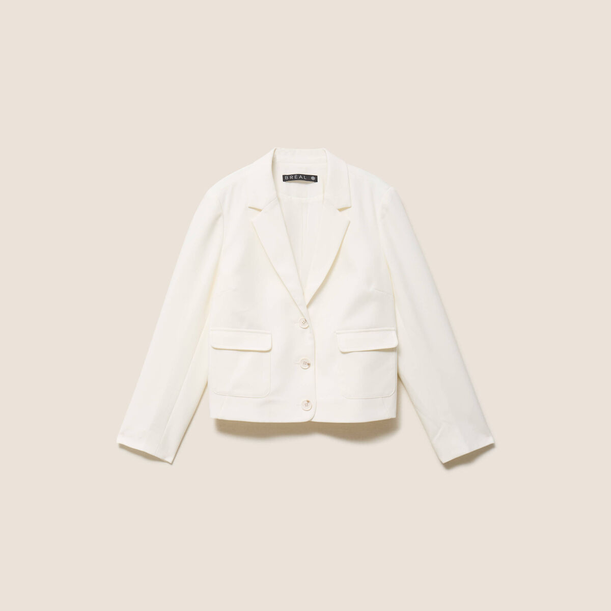 Veste droite courte &agrave; manches longues ecru femme