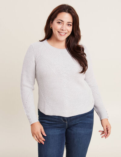 Pull manches longues gris clair femme
