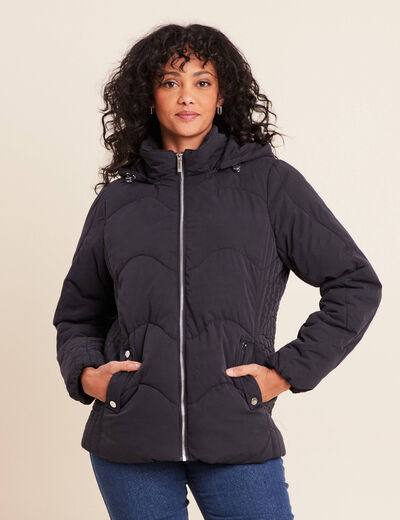 Doudoune cintr&eacute;e courte bleu fonc&eacute; femme