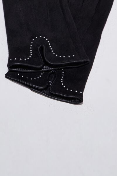 Gants avec strass noir femme