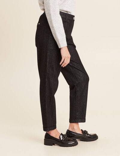Jean carotte taille basculée noir femme