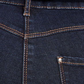 Jean ajusté taille basculée denim brut femme