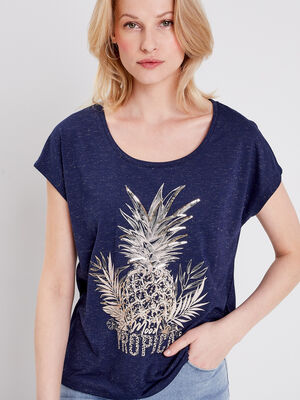 T shirt manches courtes bleu marine femme