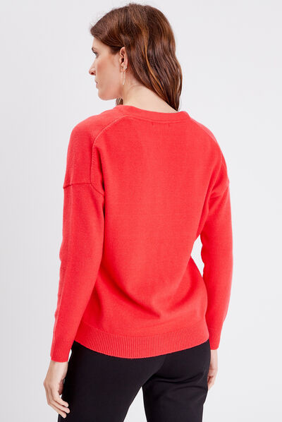 Pull manches longues rose femme