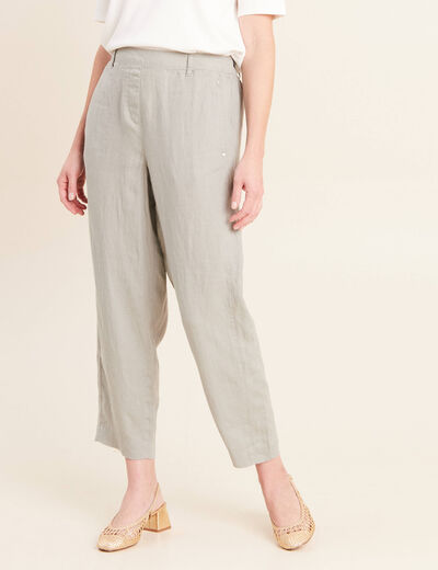 Pantalon large 7/8&egrave;me taille haute vert clair femme
