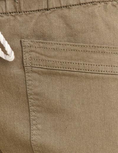 Pantalon coupe mom 7/8&egrave;me vert kaki femme