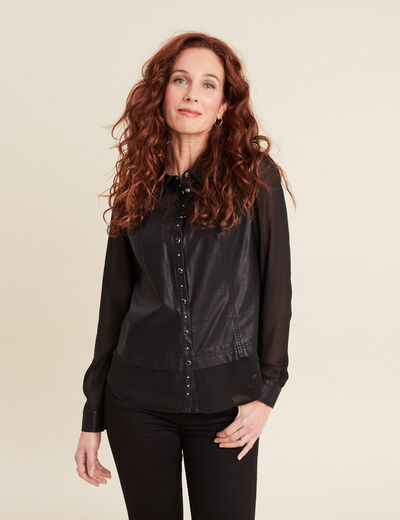 Chemise manches longues noir femme