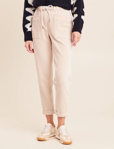 Pantalon coupe mom en velours sable femme