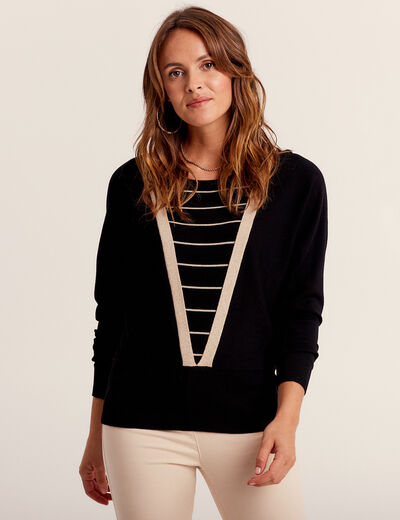 Pull manches longues noir femme