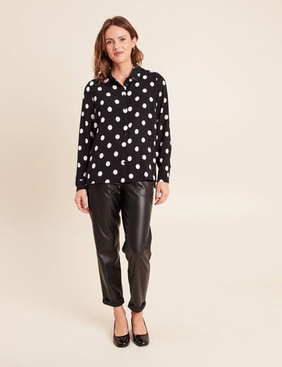 Chemise fluide manches longues noir femme