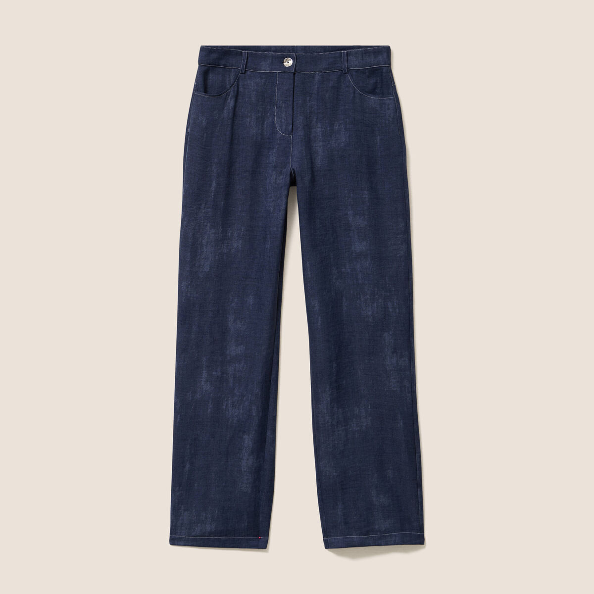 Jean large taille haute 5 poches bleu femme