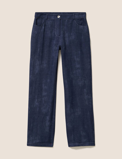Jean large taille haute 5 poches bleu femme