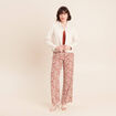 Pantalon large taille haute orange femme