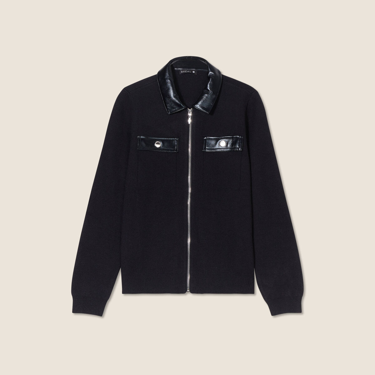 Gilet zippé manches longues noir femme