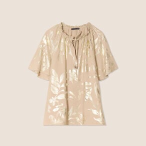 blouse ample manches courtes beige fonce femme Blouse ample manches courtes beige fonce femme