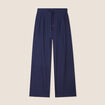 Pantalon fluide taille haute bleu marine femme