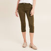 Pantacourt droit taille standard vert kaki femme