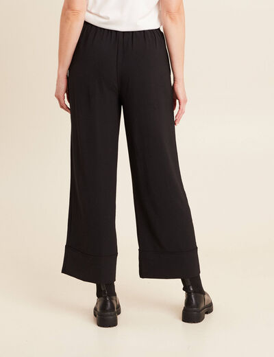 Pantalon large taille haute noir femme