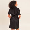 Robe droite courte manches coudes daim noir femme