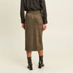 Jupe longue droite su&eacute;dine vert kaki femme