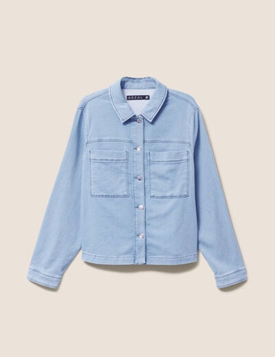 Veste jean manches longues denim bleach femme