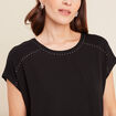 T-shirt bi-matière manches courtes noir femme