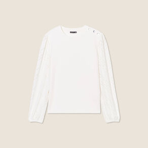 Sweat manches longues ecru femme