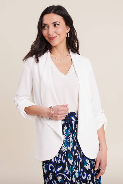 Veste esprit blazer droite ecru femme