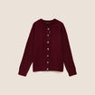 Gilet droit mi-long col rond bordeaux femme