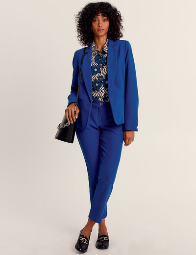 Veste city droite manches 3/4 bleu foncé femme