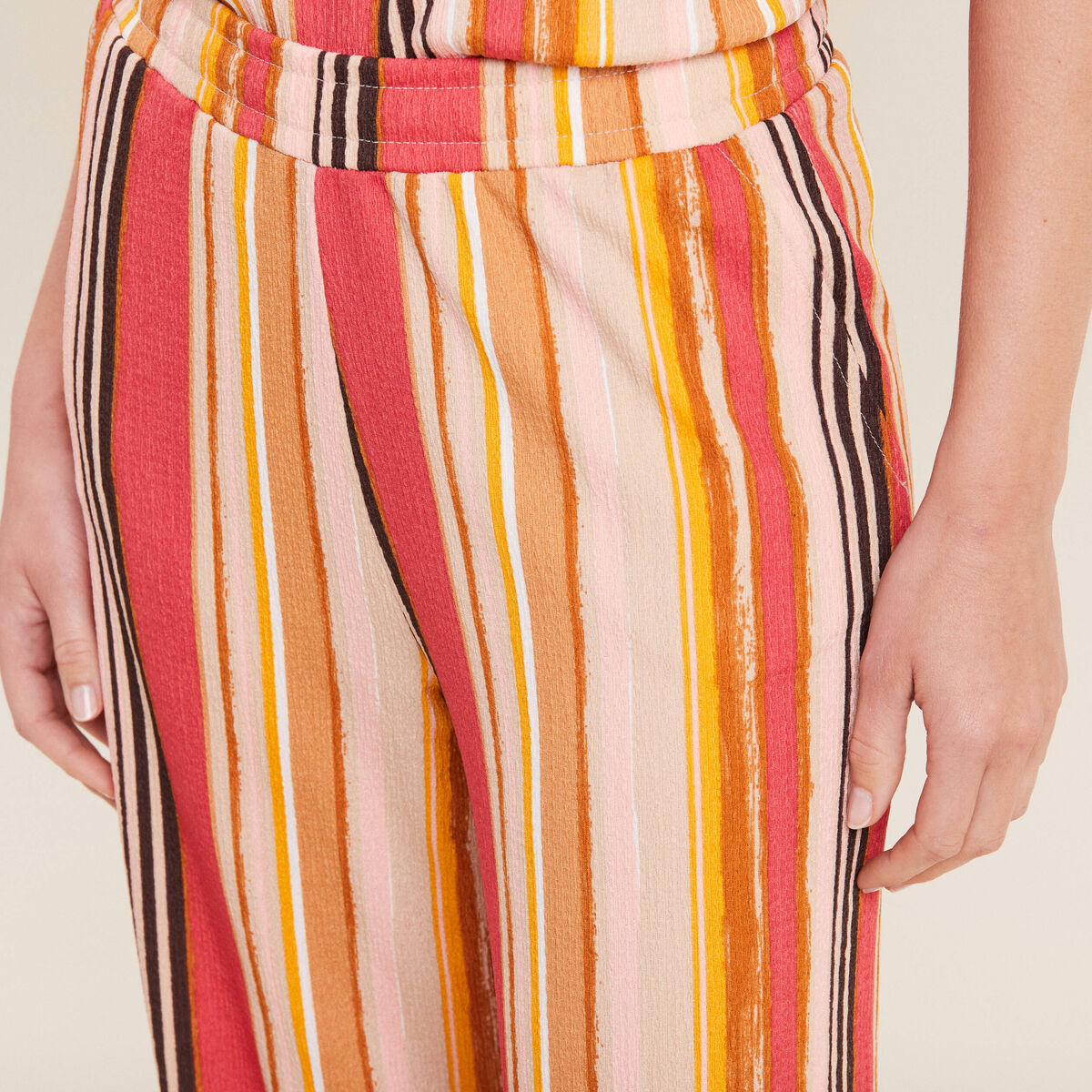 Pantalon flou 7/8ème rose cerise femme