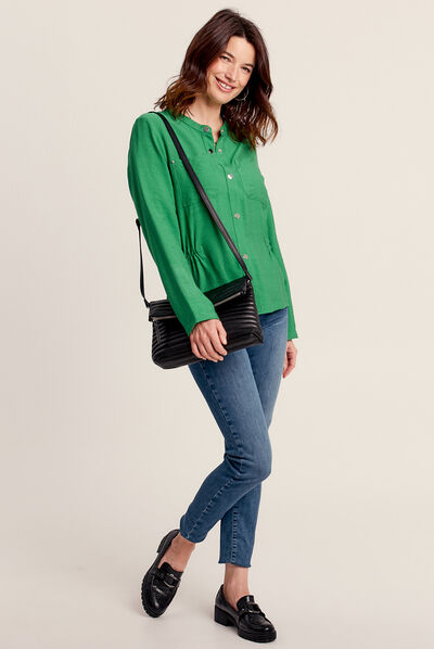 Veste cintrée élastiquée vert menthe femme