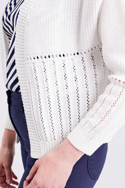Gilet manches longues ecru femme
