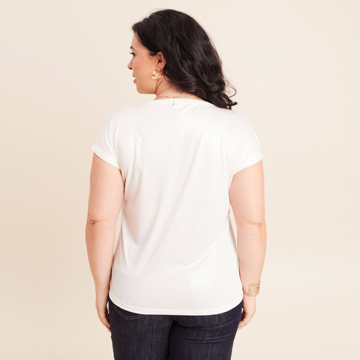 T-shirt manches courtes ecru femme