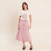 Jupe longue &eacute;vas&eacute;e rose femme