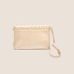 Sac pochette rabat tressé couleur or femme