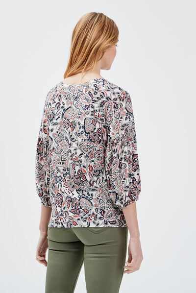 Blouse manches 3/4 ecru femme