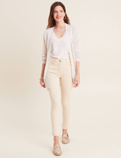 Gilet ajouré manches 3/4 ecru femme