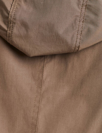 Parka &agrave; capuche doubl&eacute;e manches longues vert kaki femme