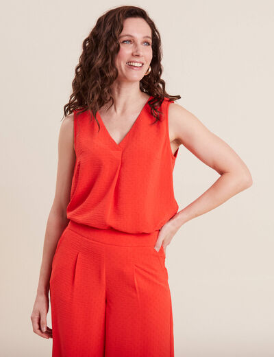 Blouse sans manches orange femme