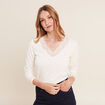 T-shirt thermo-douceur manches longues ecru femme