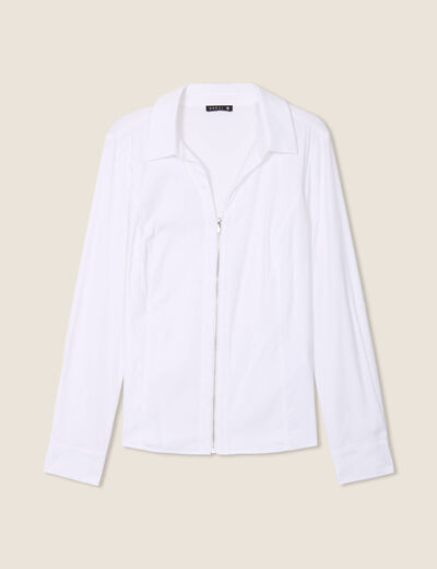 Chemise manches longues zippée blanc femme