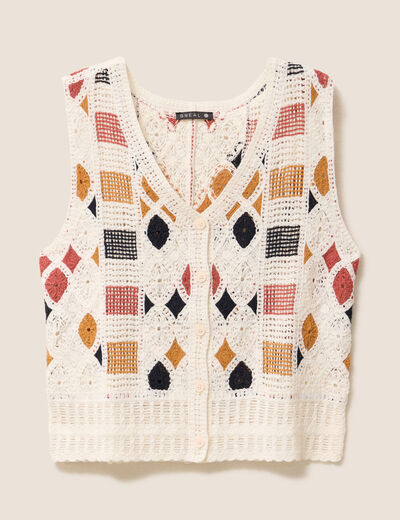 Gilet sans manches blanc femme