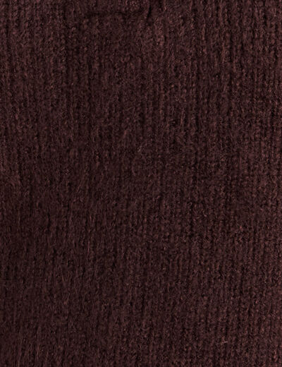 Pull droit manches longues marron fonc&eacute; femme